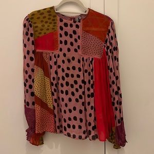 Anthropologie - bl-nk Miranda Peasant Top in Rosy Bloom print